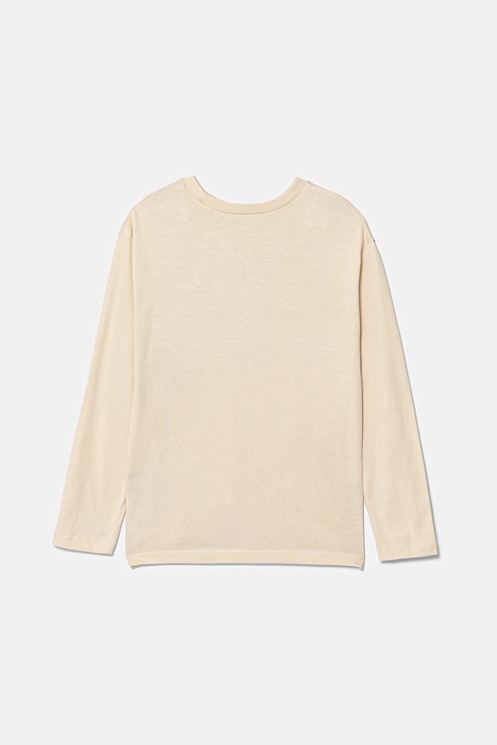 United Colors of Benetton longsleeve bawełniany dziecięcy 35RYC10QQ.G.seasonal beżowy AW25