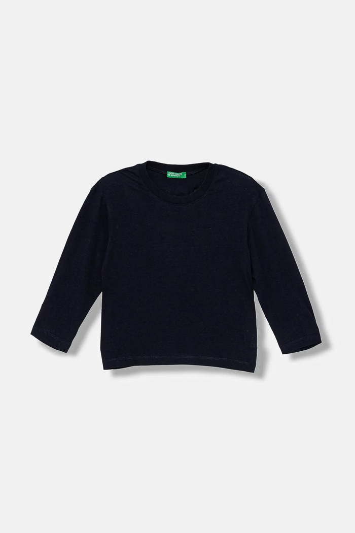 United Colors of Benetton longsleeve bawełniany dziecięcy nadruk granatowy 35RYG10K4.P.seasonal
