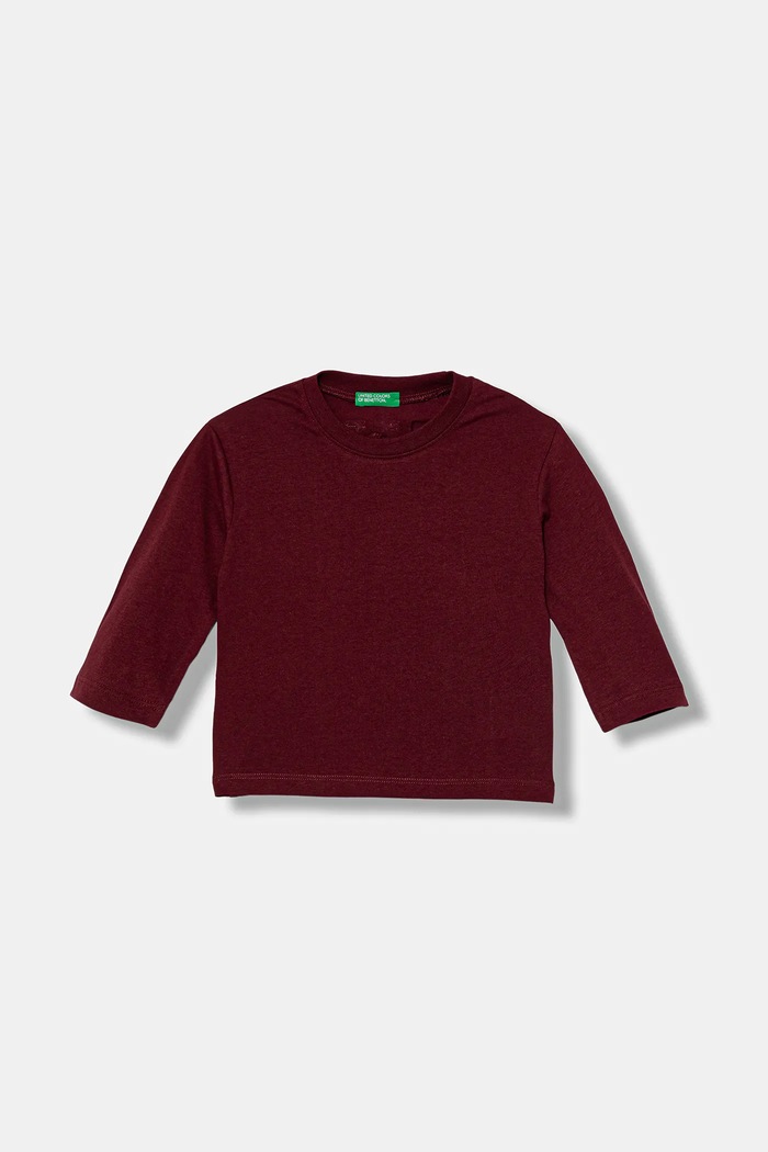 United Colors of Benetton longsleeve bawełniany dziecięcy 35RYG10K4.P.seasonal bordowy AW25