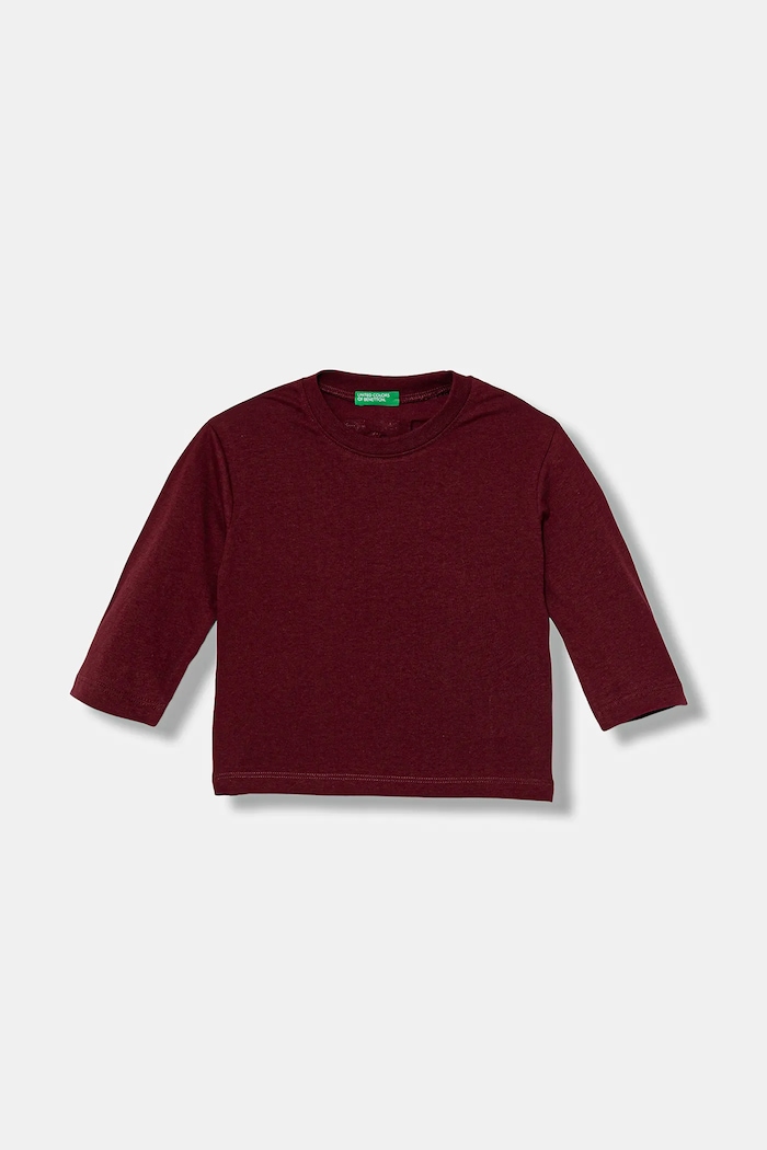 United Colors of Benetton longsleeve bawełniany dziecięcy 35RYG10K4.P.seasonal bordowy AW25