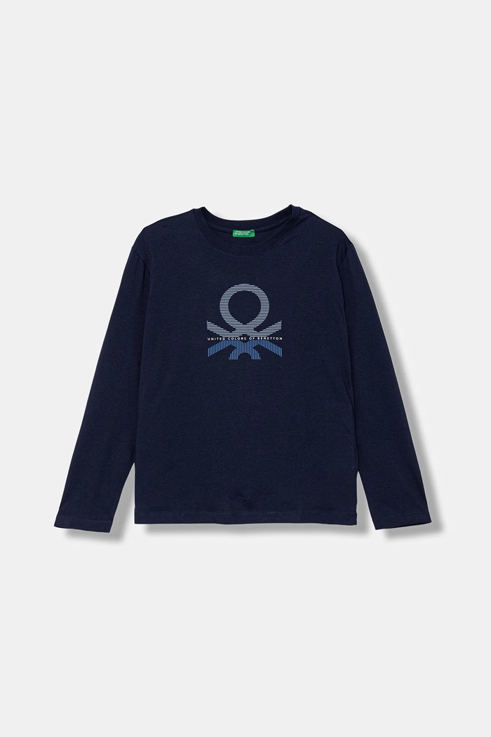 United Colors of Benetton longsleeve bawełniany dziecięcy nadruk granatowy 3I1XC10Q3.G.seasonal