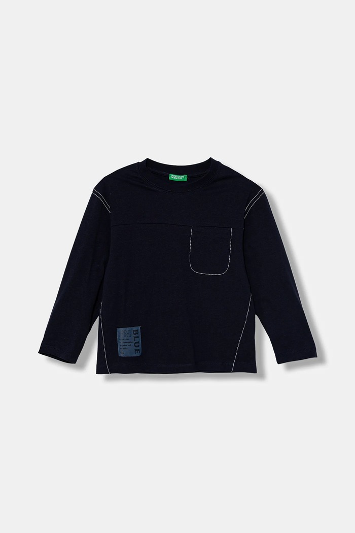 United Colors of Benetton longsleeve bawełniany dziecięcy 3I1XG10KR.P.seasonal granatowy AW25