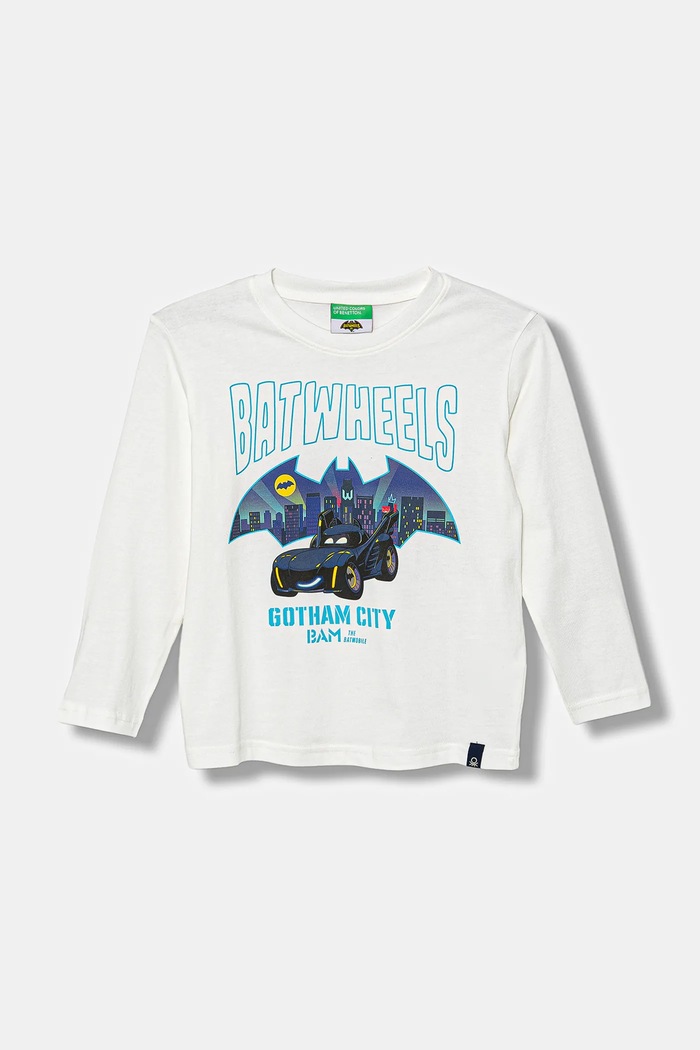 United Colors of Benetton longsleeve bawełniany dziecięcy nadruk biały 35RYG10KE.P.seasonal