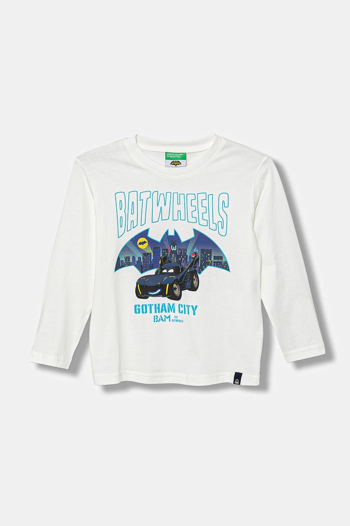 United Colors of Benetton longsleeve bawełniany dziecięcy nadruk biały 35RYG10KE.P.seasonal