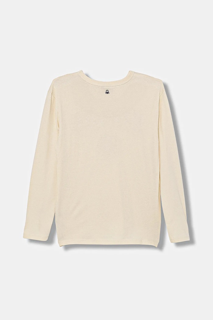 Detská bavlnená košeľa s dlhým rukávom United Colors of Benetton 3IVWC10PW.G.seasonal béžová AW25