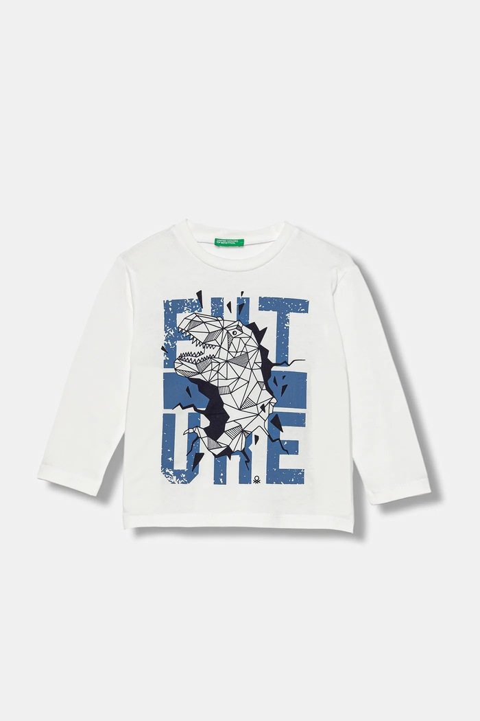 Detská bavlnená košeľa s dlhým rukávom United Colors of Benetton potlač biela 3JERG10K5.P.seasonal