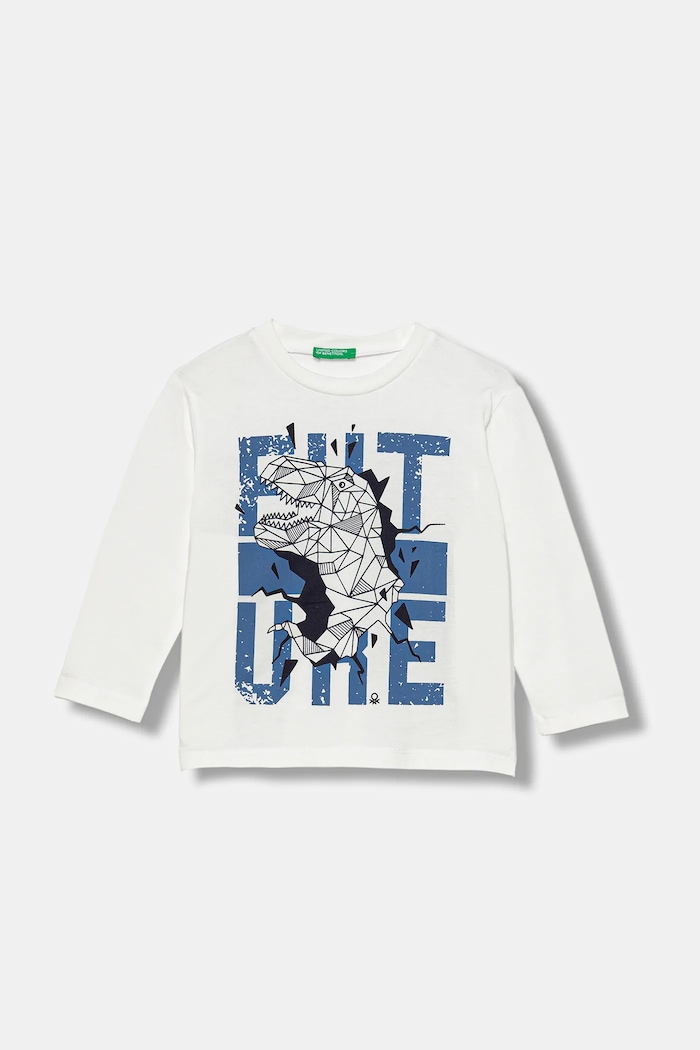 Detská bavlnená košeľa s dlhým rukávom United Colors of Benetton potlač biela 3JERG10K5.P.seasonal