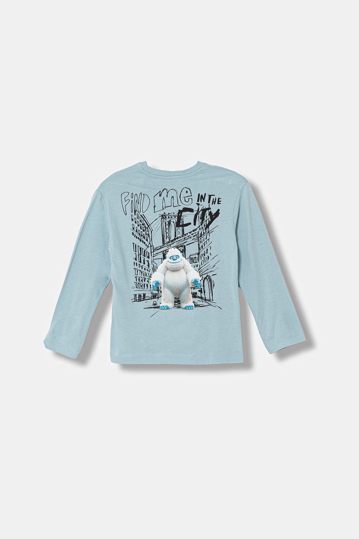 United Colors of Benetton longsleeve bawełniany dziecięcy nadruk niebieski 3ATNG10KV.P.Seasonal