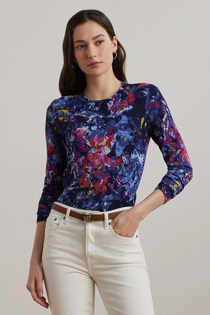 Lauren Ralph Lauren Longsleeve bawełniany niebieski 200971173
