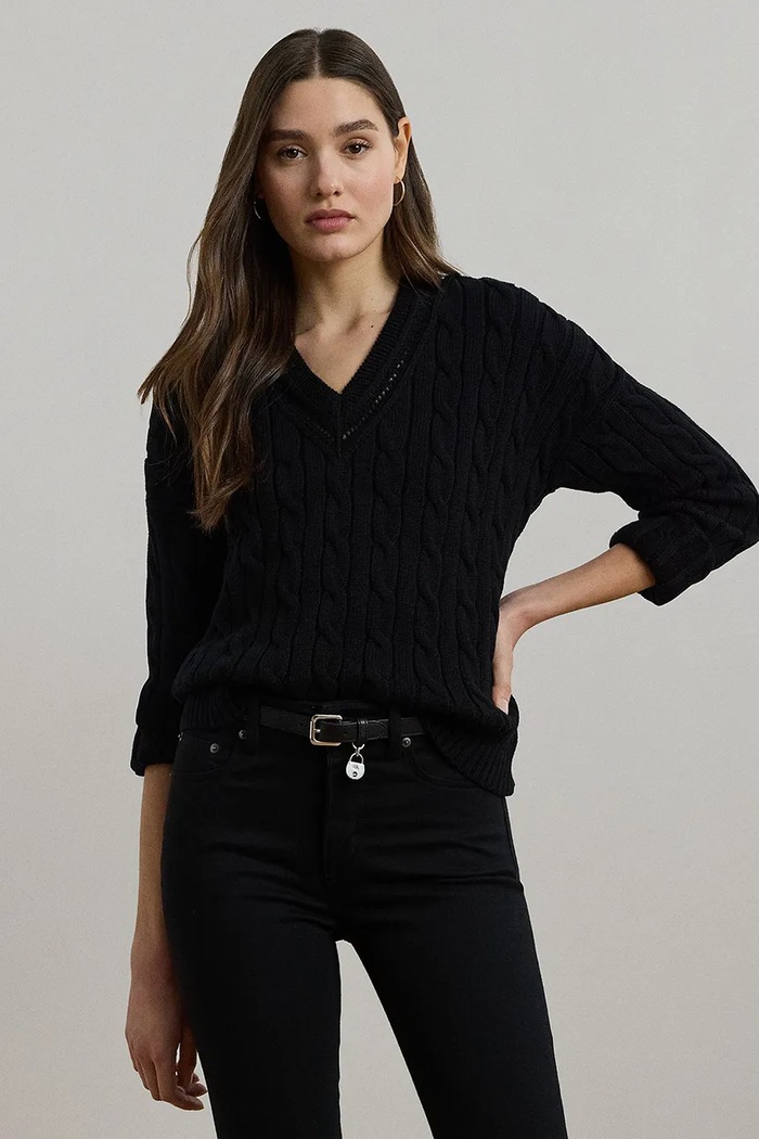 Lauren Ralph Lauren tricou subtiri negru 200971374