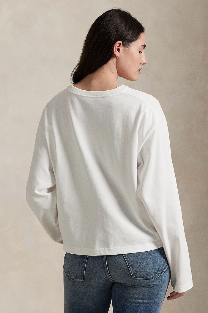 Бавовняний лонгслів Polo Ralph Lauren 211967107 білий AW25