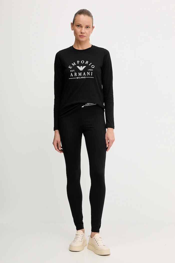 Bavlnené tričko s dlhým rukávom Emporio Armani Underwear EW001899.AF15345 čierna AW25