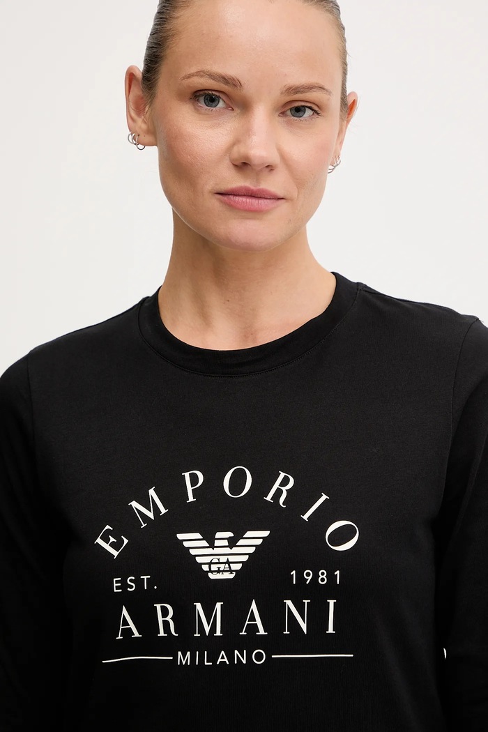 Bavlnené tričko s dlhým rukávom Emporio Armani Underwear čierna EW001899.AF15345
