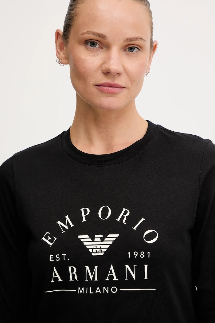 Bavlnené tričko s dlhým rukávom Emporio Armani Underwear čierna EW001899.AF15345