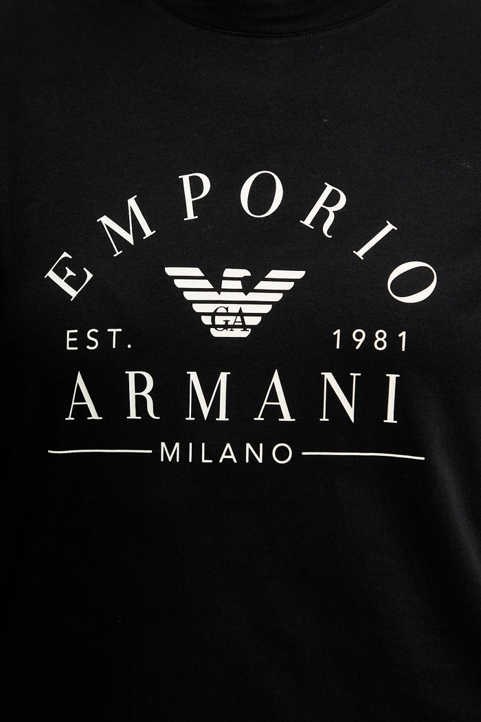Bavlnené tričko s dlhým rukávom Emporio Armani Underwear EW001899.AF15345 čierna