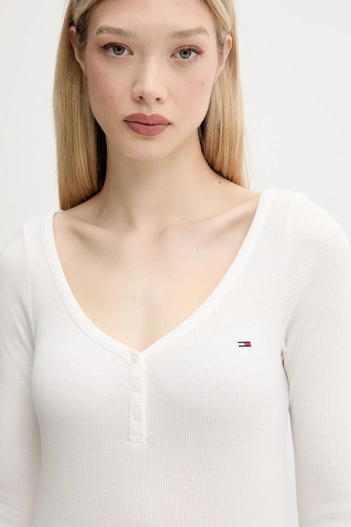 Tommy Jeans longsleeve alb DW0DW20903