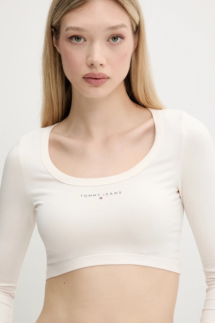 Odzież Tommy Jeans longsleeve DW0DW20909 beżowy