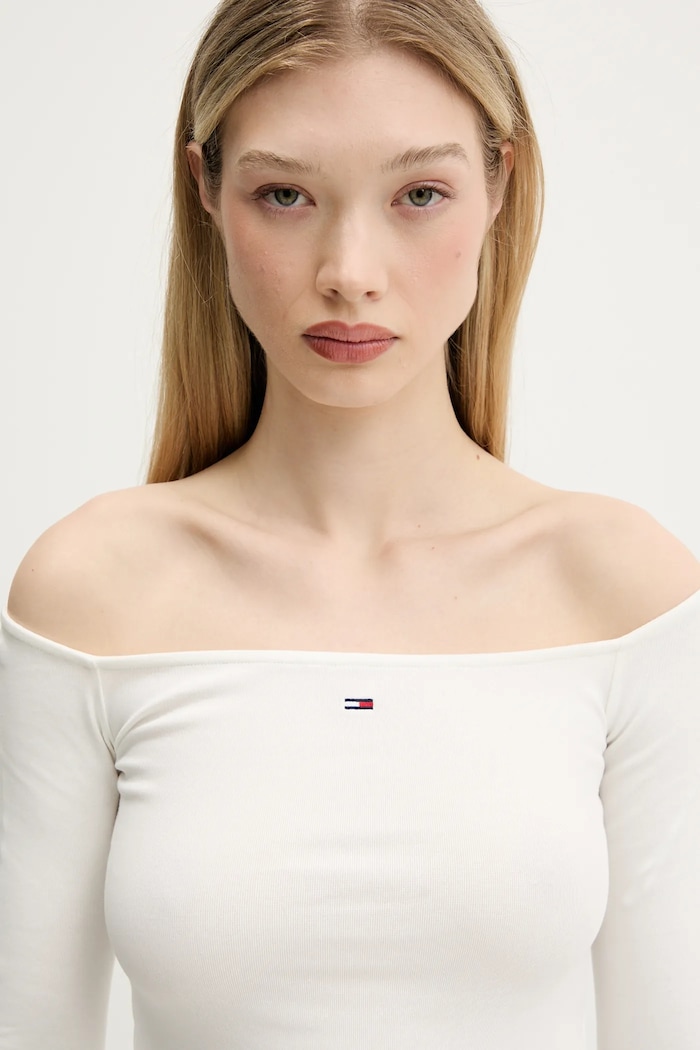 Tričko s dlhým rukávom Tommy Jeans béžová DW0DW20919