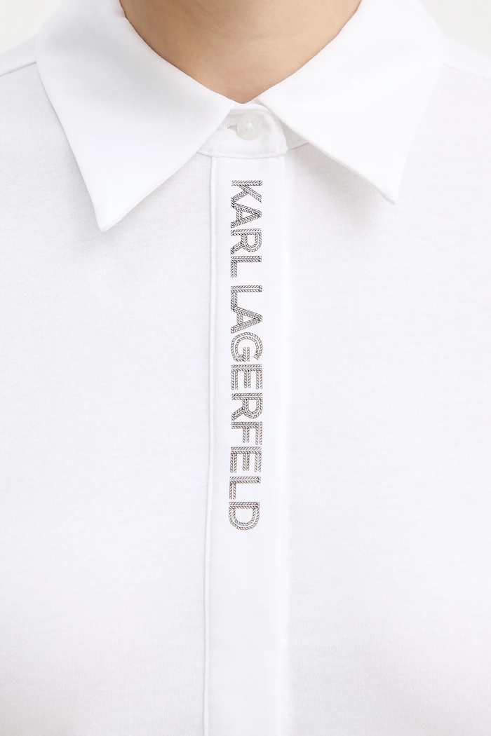 Хлопковая рубашка Karl Lagerfeld ELONGATED LOGO A3W17103 белый