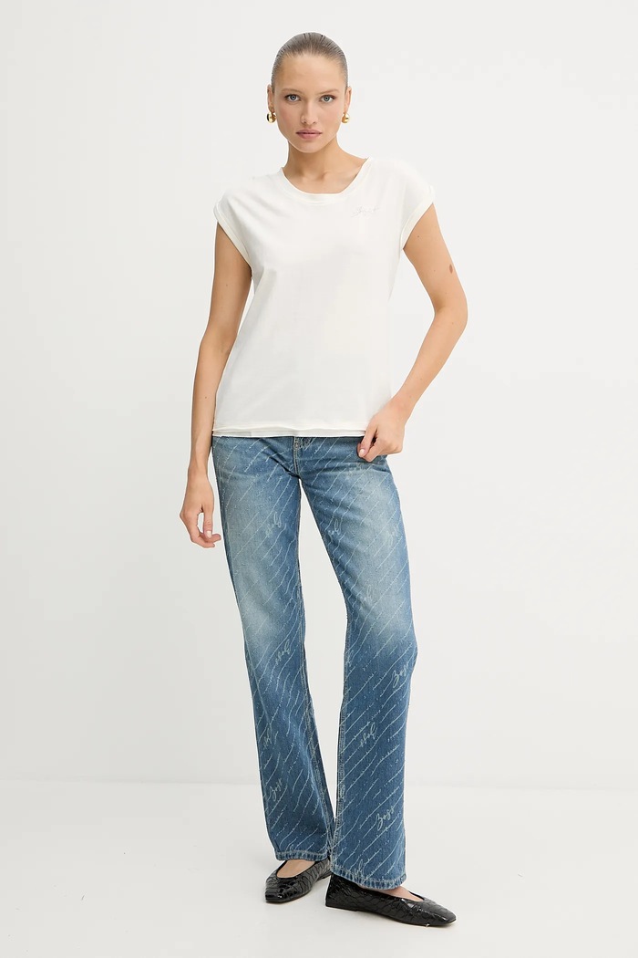 Хлопковый топ BOSS Orange C_Elai 50545521 бежевый AW25
