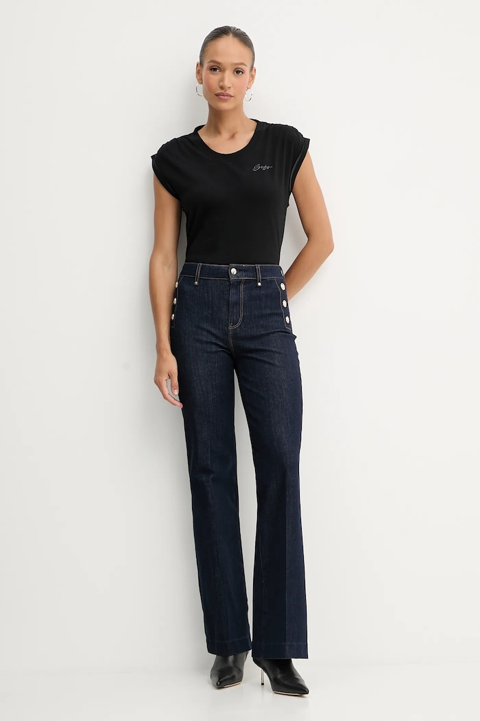 Βαμβακερό τοπ BOSS Orange Bashinah 50545521 μαύρο AW25
