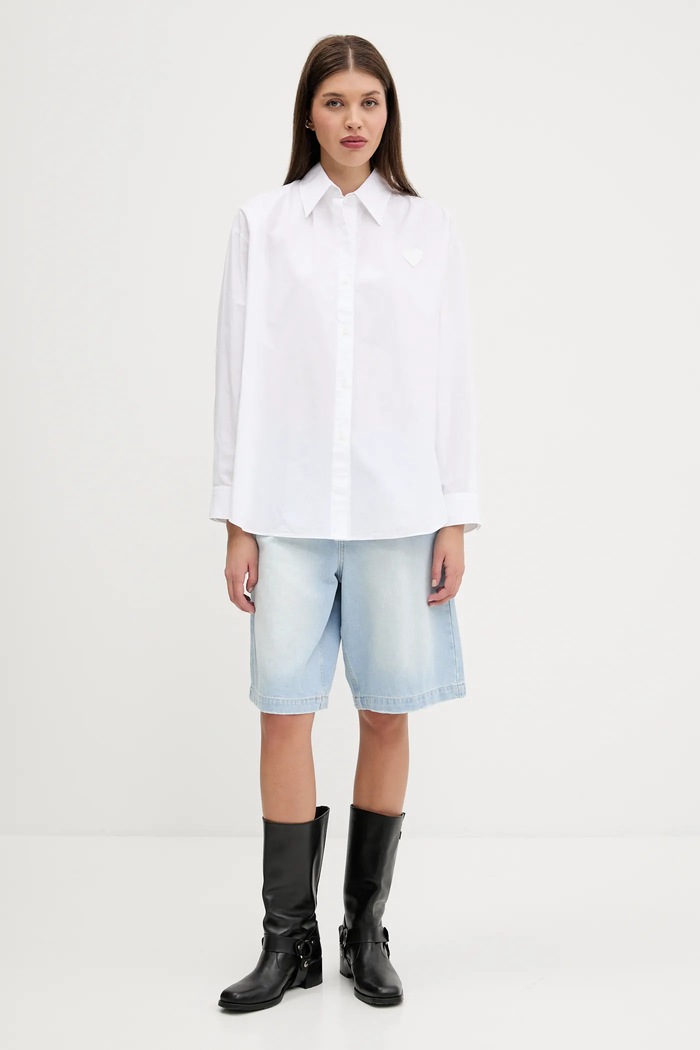 Памучна риза Hugo Blue Elisana_B 50542985 бял AW25
