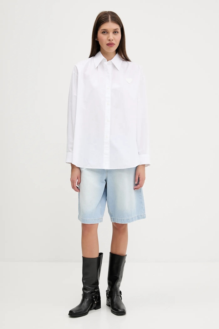 Памучна риза Hugo Blue Elisana_B 50542985 бял AW25