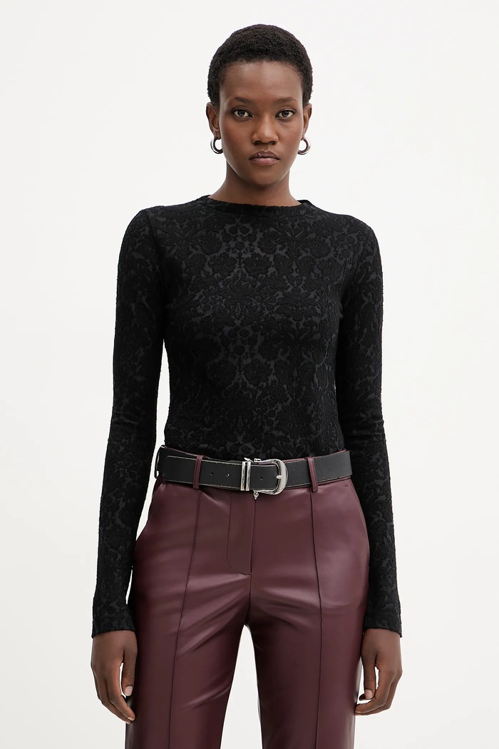 Pinko bluză din amestec de lână uni negru 105697.A2TW
