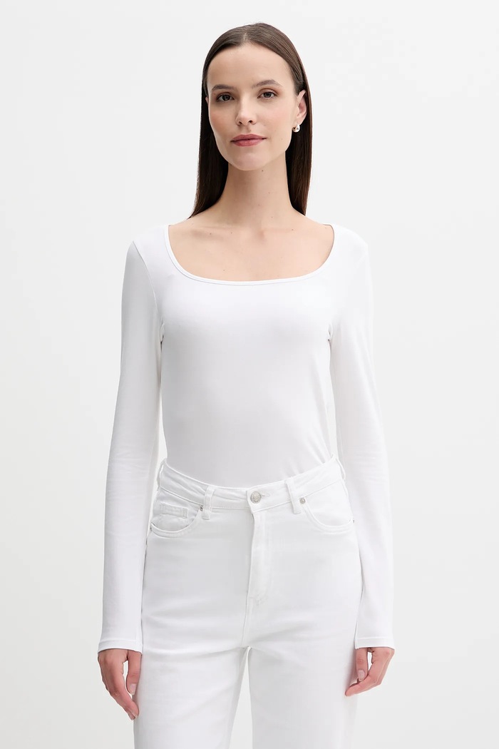 Μακρυμάνικο United Colors of Benetton slim λευκό 3FJHD10AQ