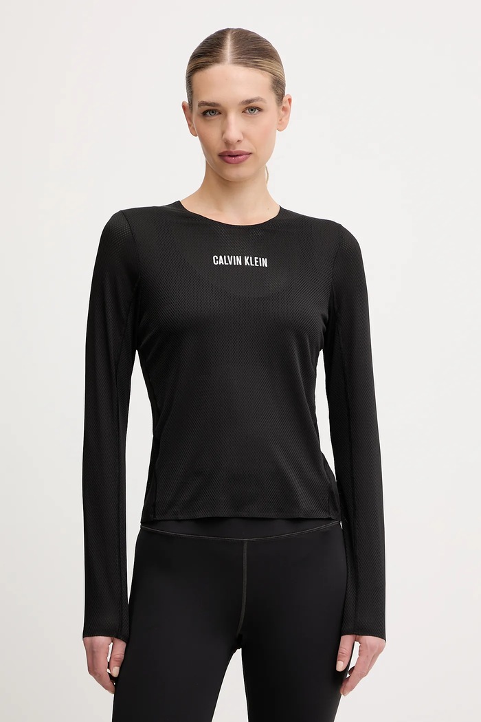Блуза с дълги ръкави за трениране Calvin Klein Performance стандартна черен LVGWF5K201