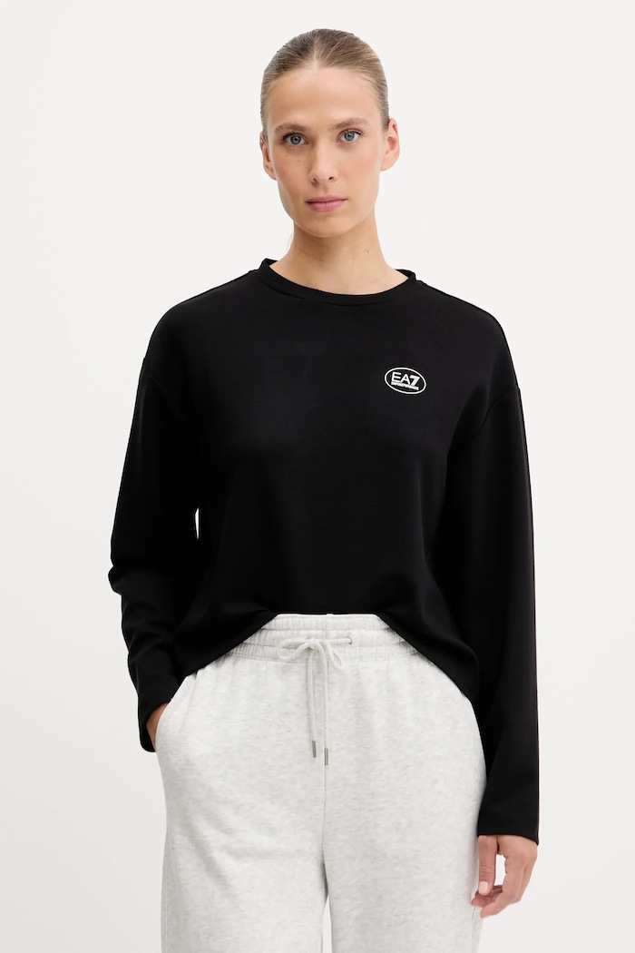 Tričko s dlouhým rukávem EA7 Emporio Armani s elastanem černá AF16251.7W000609
