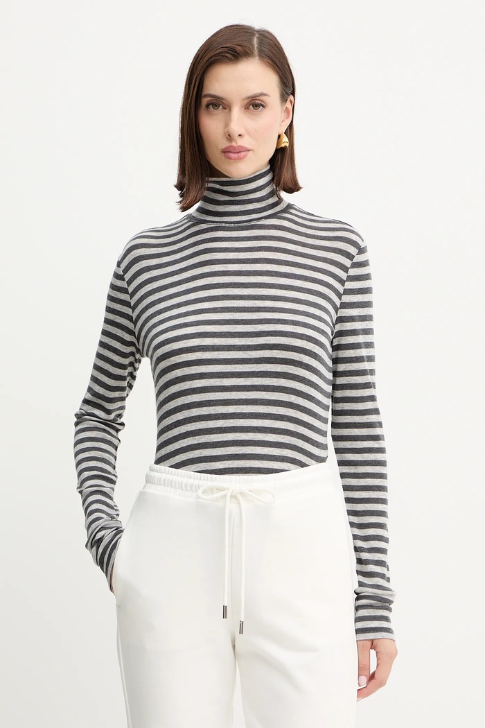 Вълнена блуза с дълги ръкави MM by Max Mara BLASY стандартна сив 2526946028600