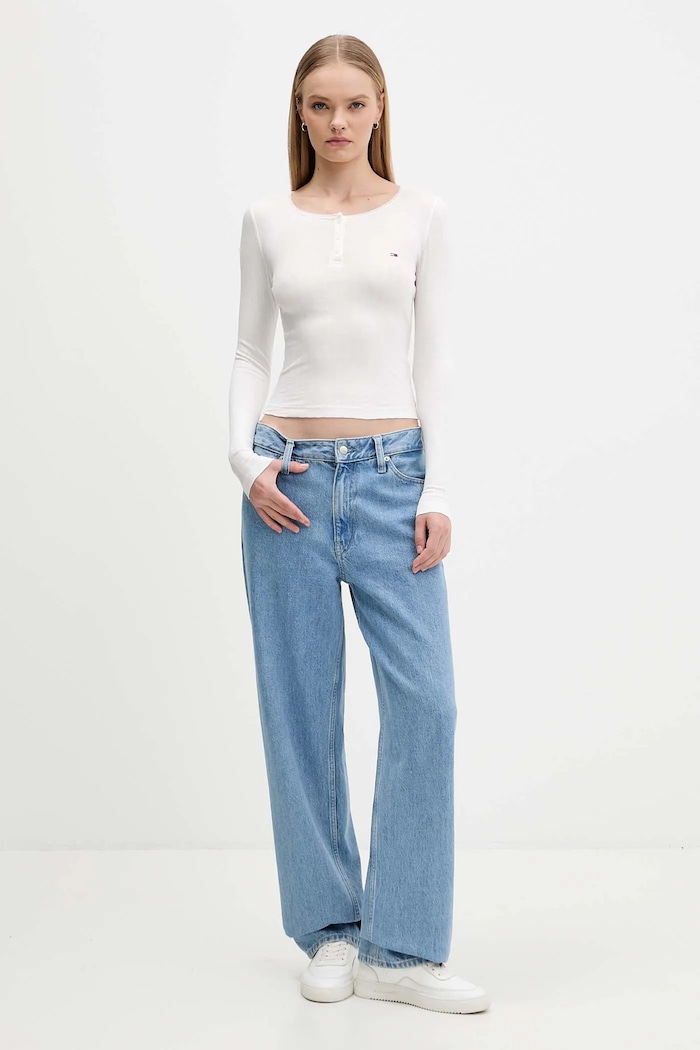 Tričko s dlhým rukávom Tommy Jeans DW0DW21575 biela AW25