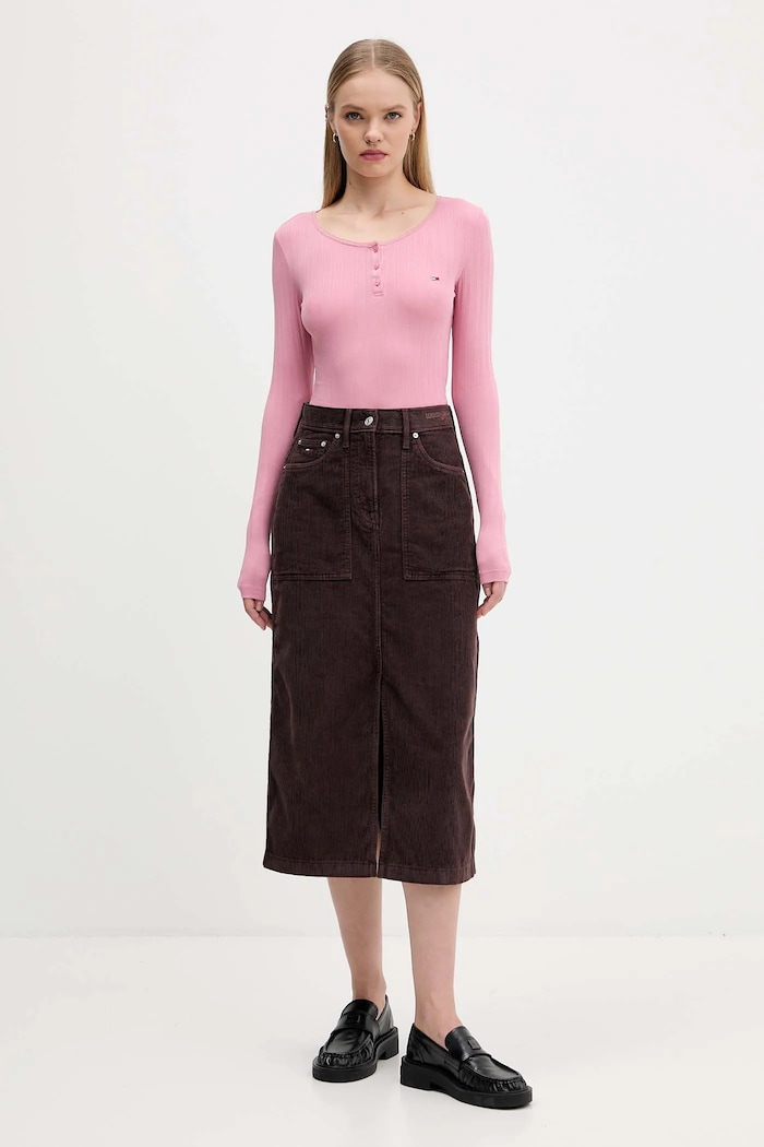 Tričko s dlhým rukávom Tommy Jeans DW0DW21575 ružová AW25