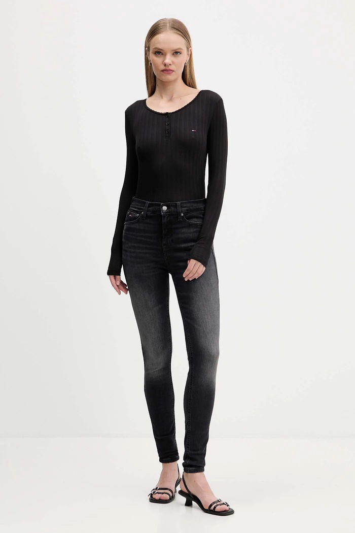 Tommy Jeans longsleeve DW0DW21575 negru AW25
