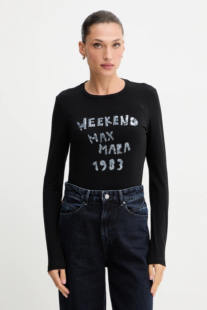 Tričko s dlhým rukávom Weekend Max Mara RENOIR potlač čierna 2525946032600