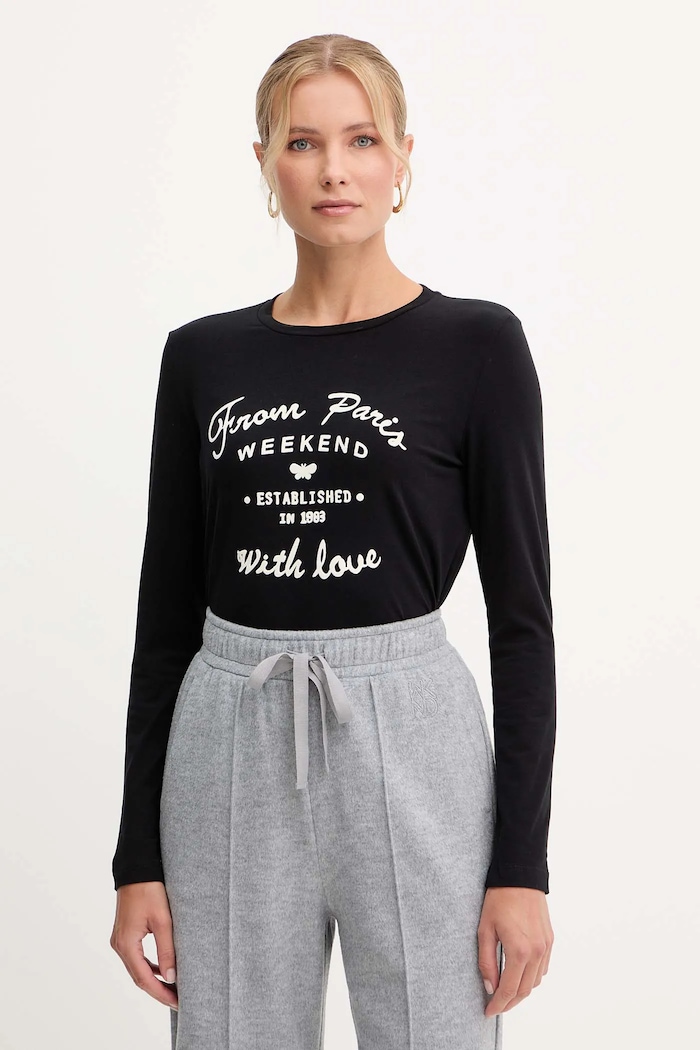 Tričko s dlhým rukávom Weekend Max Mara ALIAS potlač čierna 2525946042600
