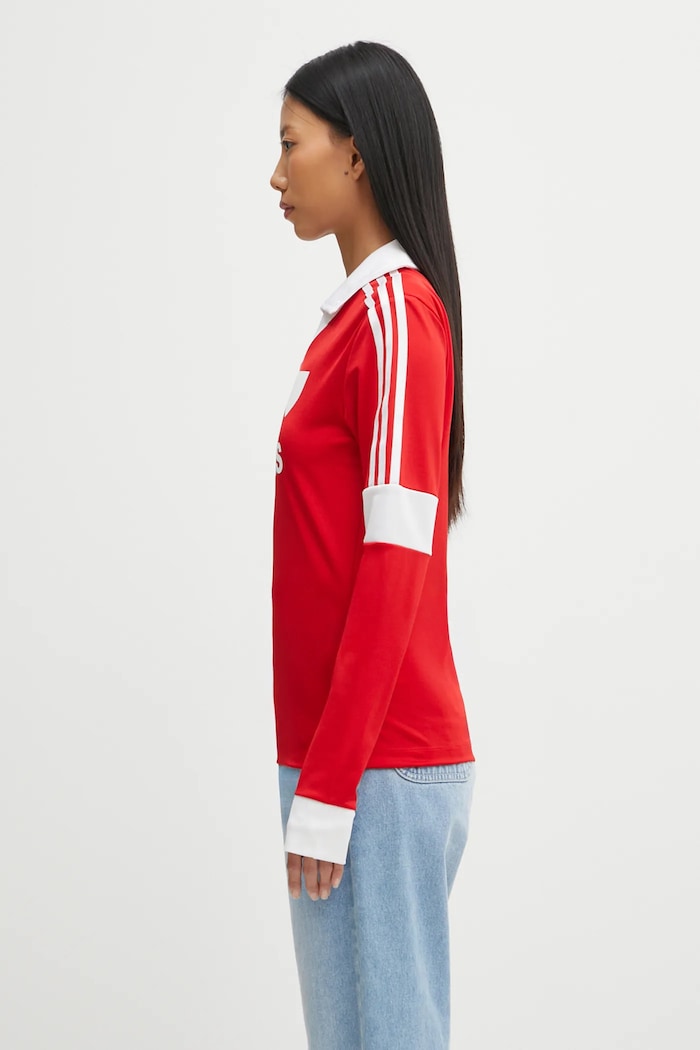 adidas Originals camicia a maniche lunghe Footie Collar T JW0272 rosso AW25