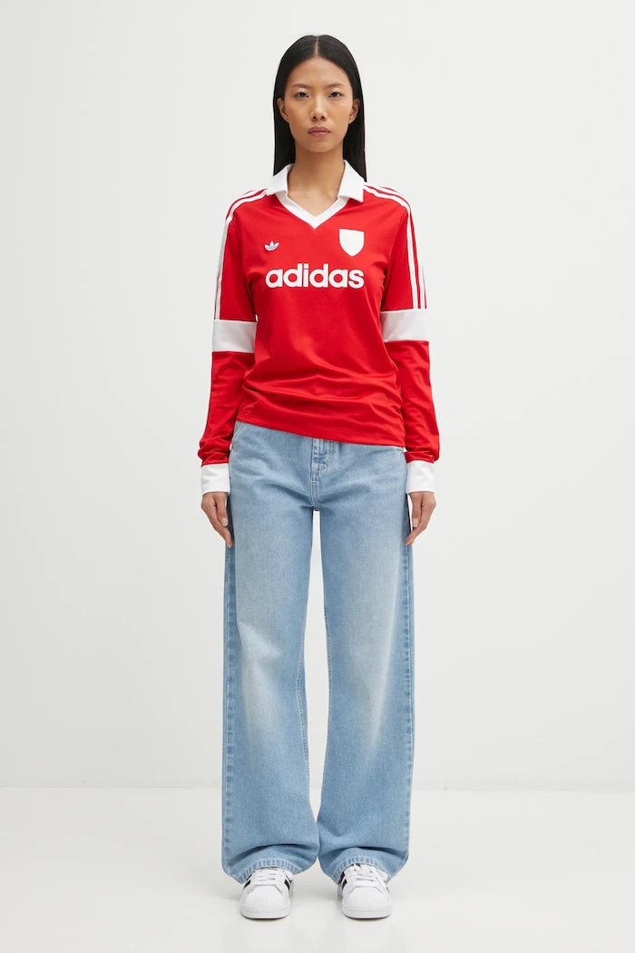 adidas Originals camicia a maniche lunghe Footie Collar T rosso JW0272