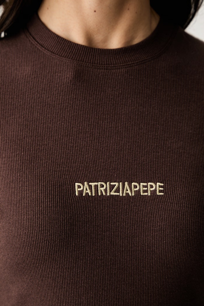 Patrizia Pepe longsleeve damski bawełniany z elastanem 2M4512.J355 brązowy