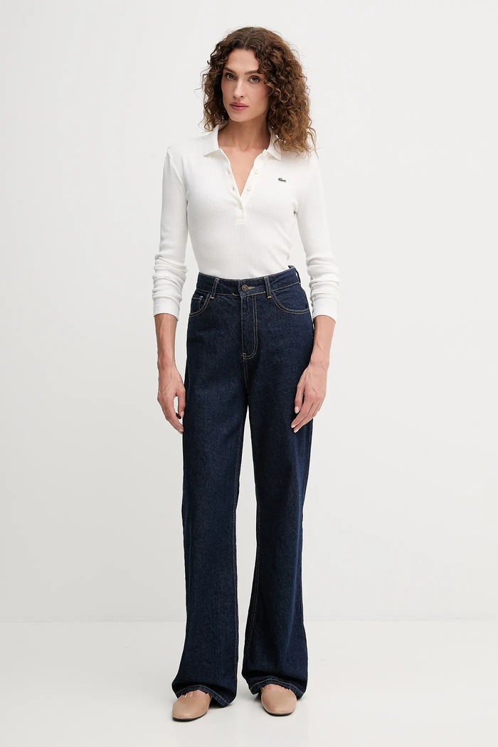 Хлопковый лонгслив Lacoste DF5281 бежевый AW25