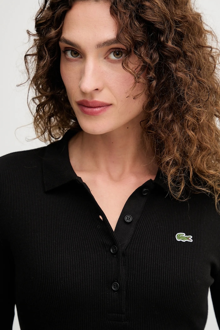 Бавовняний лонгслів Lacoste чорний DF5281