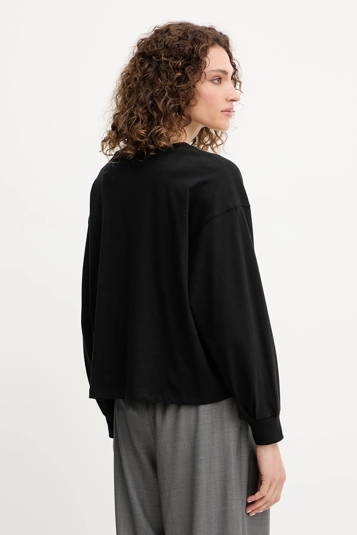 Oblečení Bavlněné tričko s dlouhým rukávem Dkny DJ5T1488 černá