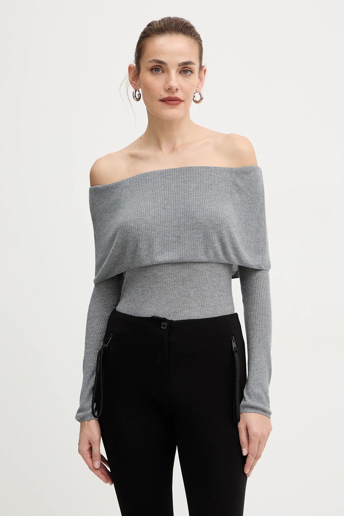 Tričko s dlhým rukávom Guess MELANIE slim sivá W5BR48.Z0612