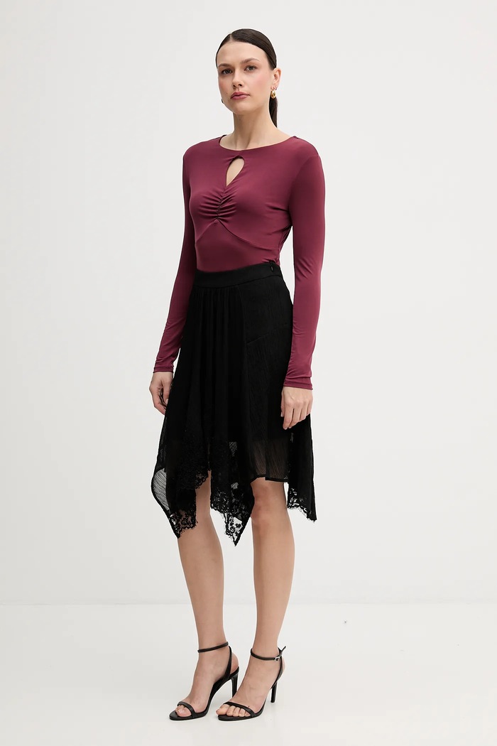 Sisley longsleeve 35B8L107V bordowy AW25