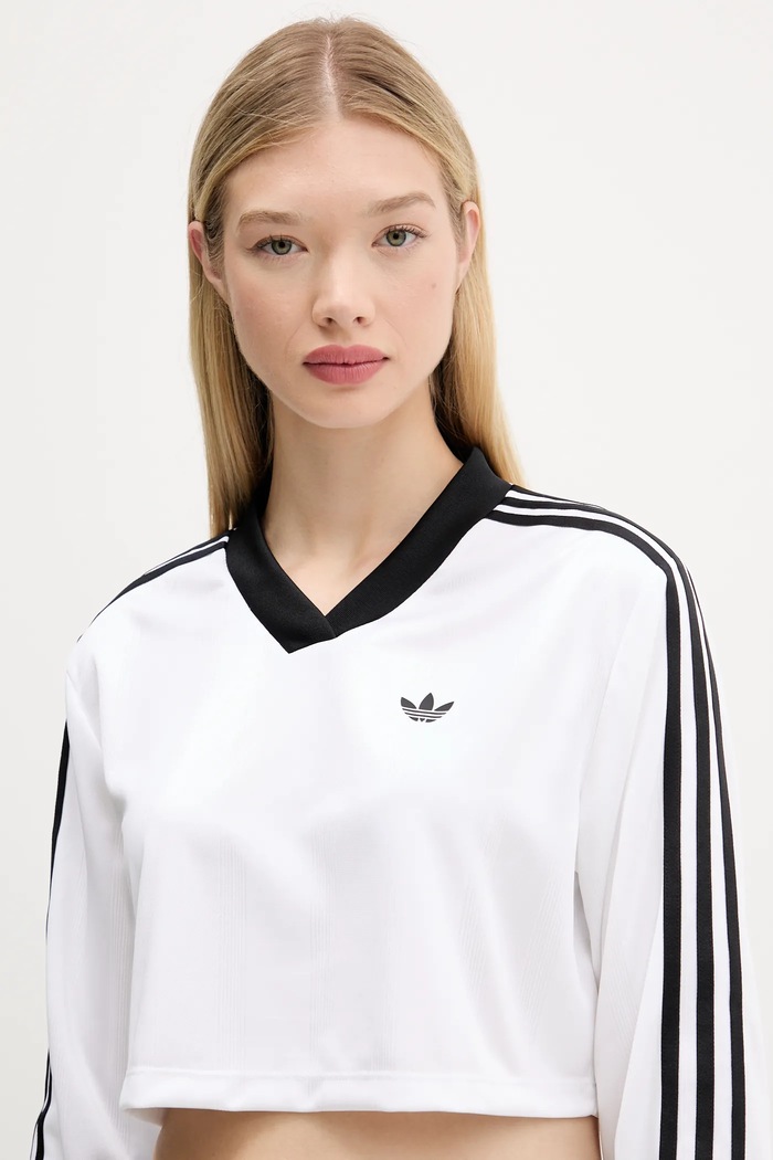 Лонгслив adidas Originals Jacquard Ls Top белый JV9740