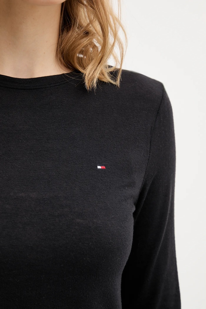 Tommy Hilfiger hosszúujjú kasmírkeverékből fekete UW0UW06237
