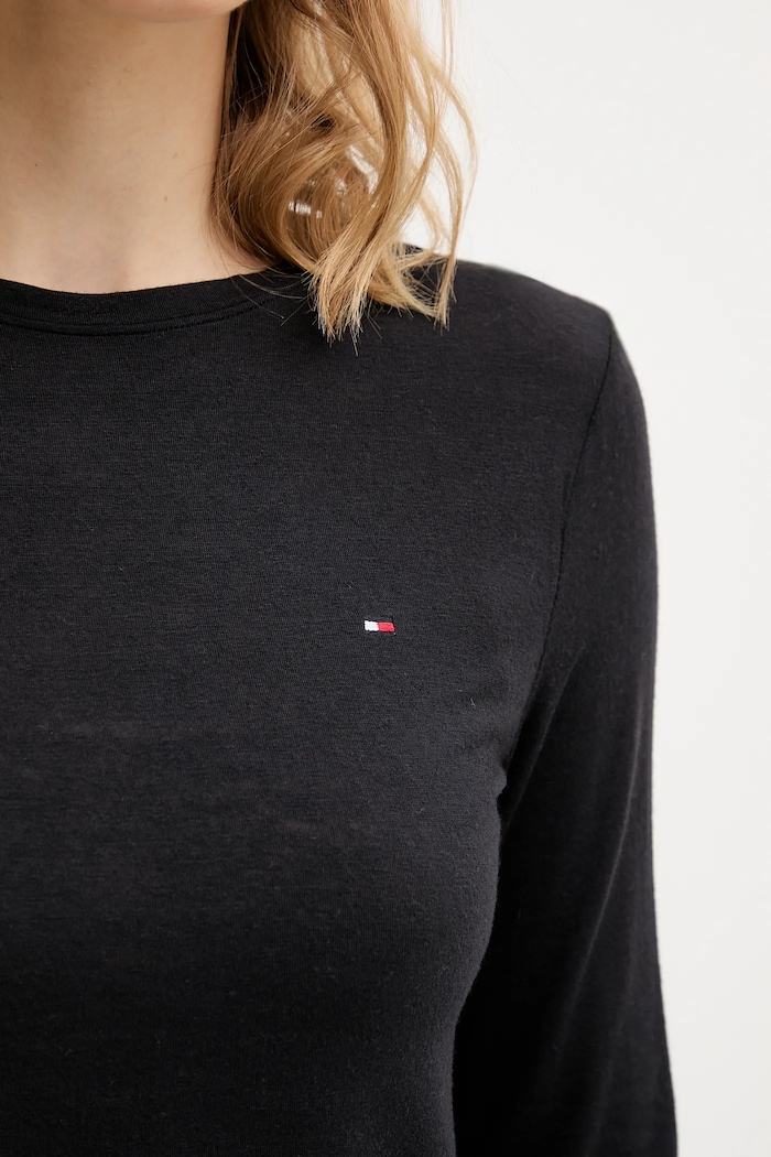 Tommy Hilfiger hosszúujjú kasmírkeverékből fekete UW0UW06237