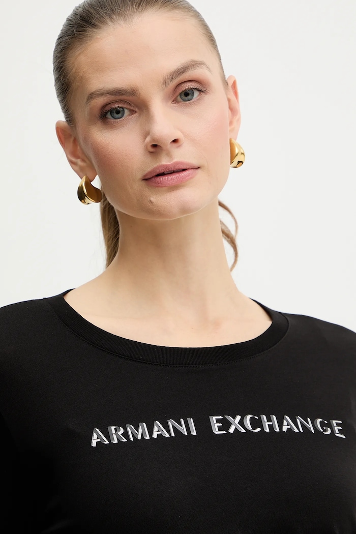 Armani Exchange pamut hosszúujjú fekete XW001383.AF10356