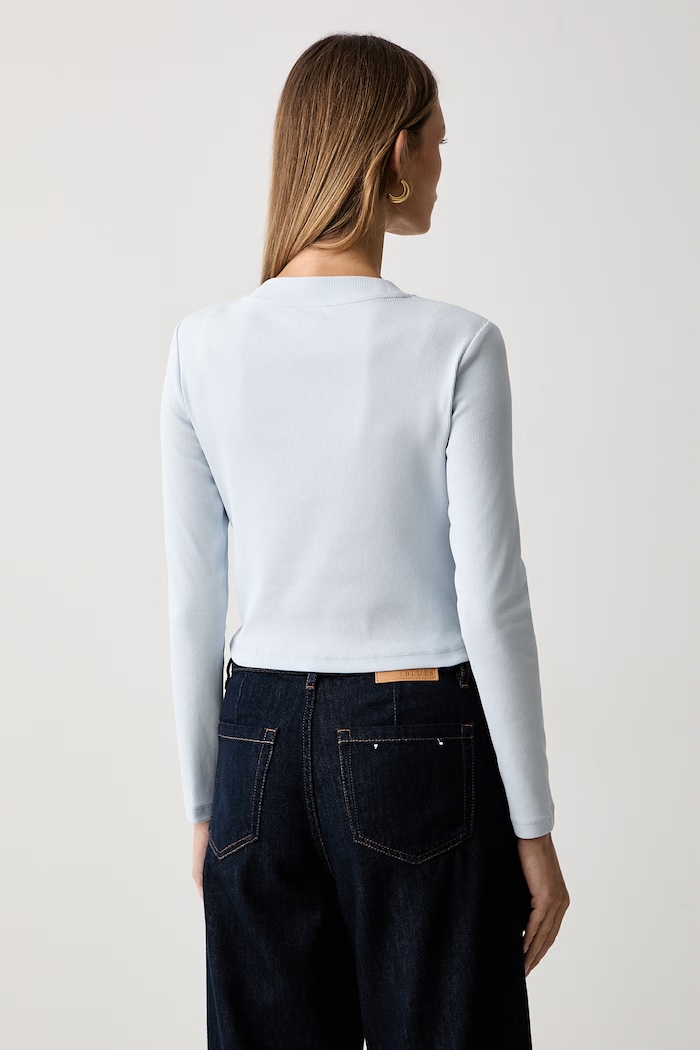 Odzież Calvin Klein Jeans longsleeve damski bawełniany z elastanem LV047A803G niebieski